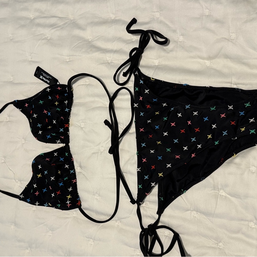 Hurley Black Bikini with Multicolor Star Accents